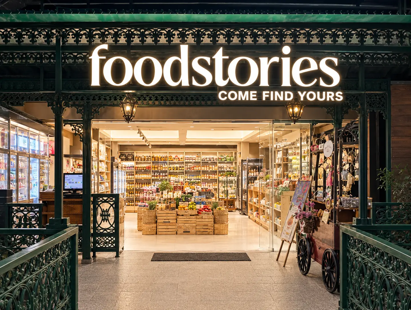 Food Stories’ shopfront, shelves of groceries inside
